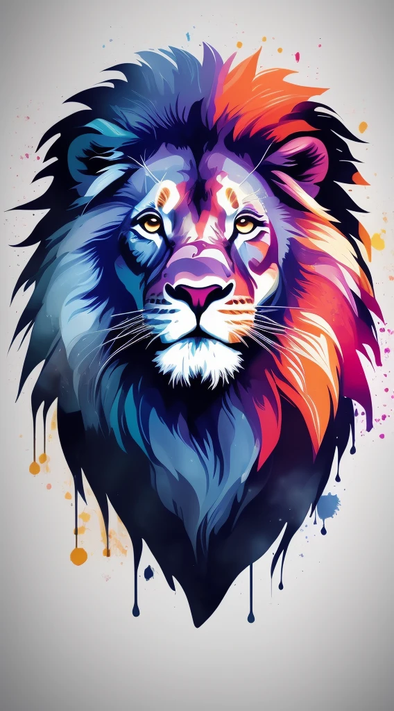 a close up of a lion's face with a colorful background, painted in bright water colors, beautiful art uhd 4 k, digital art animal photo, lion head, full color digital art, art of alessandro pautasso, highly detailed vector art, 2 d full body lion, painted digital art, prideful look, painted in high resolution, wallpaper 4k