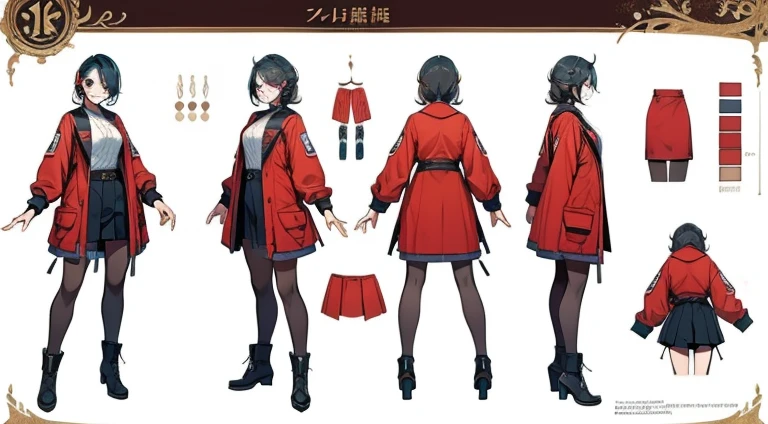 Female original character action reference sheet adoptable,