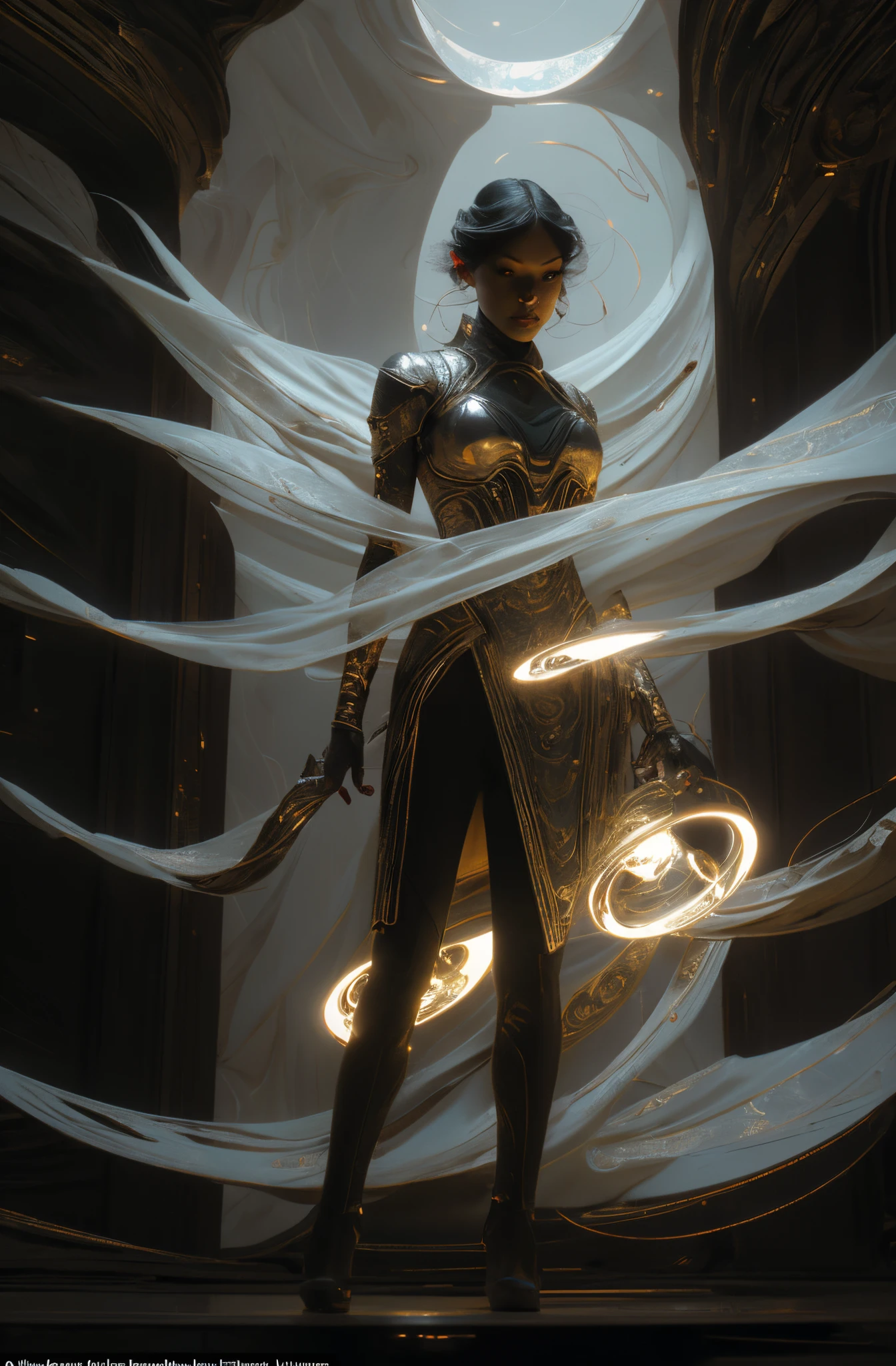 Space, distant stars, fantastic image. Face. Figure. Graceful shapes. Graceful girl.
(High quality), (stylization - animation, realism). Dark cool colors are mixed with warm shades.
Angel girl, photorealistic, cinematic picture, high detail, full black hole, 8K. dynamic expressive image (1 girl; 1.3), Solo, (((Very detailed eyes and face))), Beautiful detailed eyes. masterpiece, best quality, full-length portrait, amazing beauty, dynamic pose, gentle face, and bright eyes. (Front) She wears a sheer, semi-sheer dress that shows off her slender figure. She is an angel who descended into the underworld. She is a savior, a light in a dark kingdom, emitting a soft glow. High detail, other worlds, firelight, detail, high quality, low light, dark environments - the scary cinematic setting is great. Girl with white skin, realistic detailed skin, clear focus, volumetric fog near the floor, 8k, UHD, DSLR, high quality, film grain. photorealism, lomography, fantastic dark art, utopian reality.