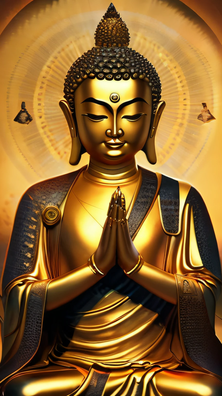 <lora:hands_of_midas_v4:0.5>, statue, gold, long_sleeves, Buddhist , bindi