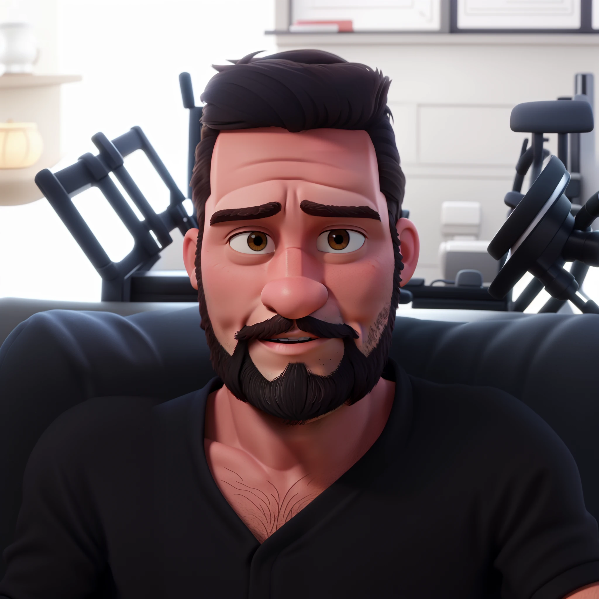 Um homem moreno de 30 anos com barba estilo disney pixar, alta qualidade, melhor qualidade