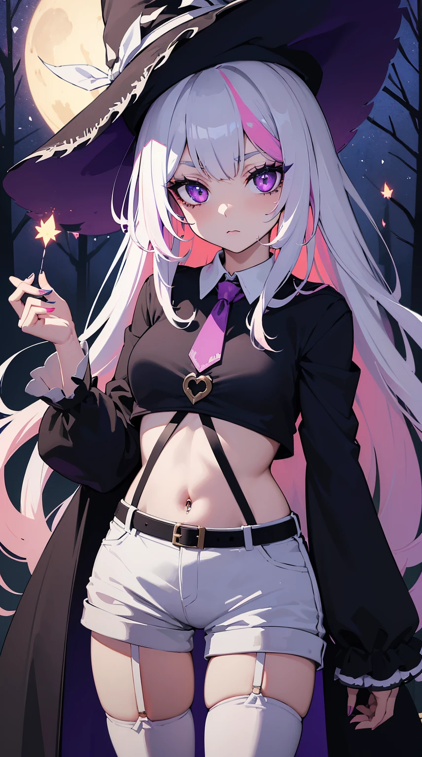 a close up of a person with a weird face and nails, gothic maiden anime girl, gothic - cyberpunk, cyberpunk horror style, gothic art style, detailed digital anime art, gothic art, demon anime girl, gothic girl face, anime style 4 k, dark art style, anime cyberpunk art, gothic aesthetic, 1 7 - year - old anime goth girl, gothic horror vibes, (((master piece, best quality))), 1girl, (((long whute hair))), very long hair, (((multicolored hair, gradient hair, two-tone hair, white hair, blue hair, pink hair:1.2))), (((glowing blue eyes))), (((star-shaped pupils))), gothic makeup, (thick eyeliner), lips, pink eyeshadow, (((pink plunging tie up crop top))), ((harness)), large breasts, (((white hot pants))), (navel piercing), ((garter)), (white stockings), ((gothic blue boots)), (((white pink blue witch hat))), (((Gothic witch))), scenery, ((forest)), (((night))), (((night time))), (((haunted forest))), (((glowing mushrooms))), (fireflies), (butterflies), (flowers) (((iridescent))), (((bioluminescent))), (((posing for viewer))), (((close up shot))), more_details:-1, more_details:0, more_details:0.5, more_details:1, more_details:1.5, more_details:2, InkAnime, oni horns, oni_horns, anime_oni_horns, InkAnime, (glowart), Korean webtoon girl, big eyes, ombre lipstick, cute face, oval face, colored hair, curly hair, straight hair, kahuka1, (((entropymagic))), fantasy, decay, dissolving, glowify, colored eyelashes, (((purple eyelashes))), colored eyelashes, white eyelashes, entropymagic, fantasy, decay, dissolving, glowify