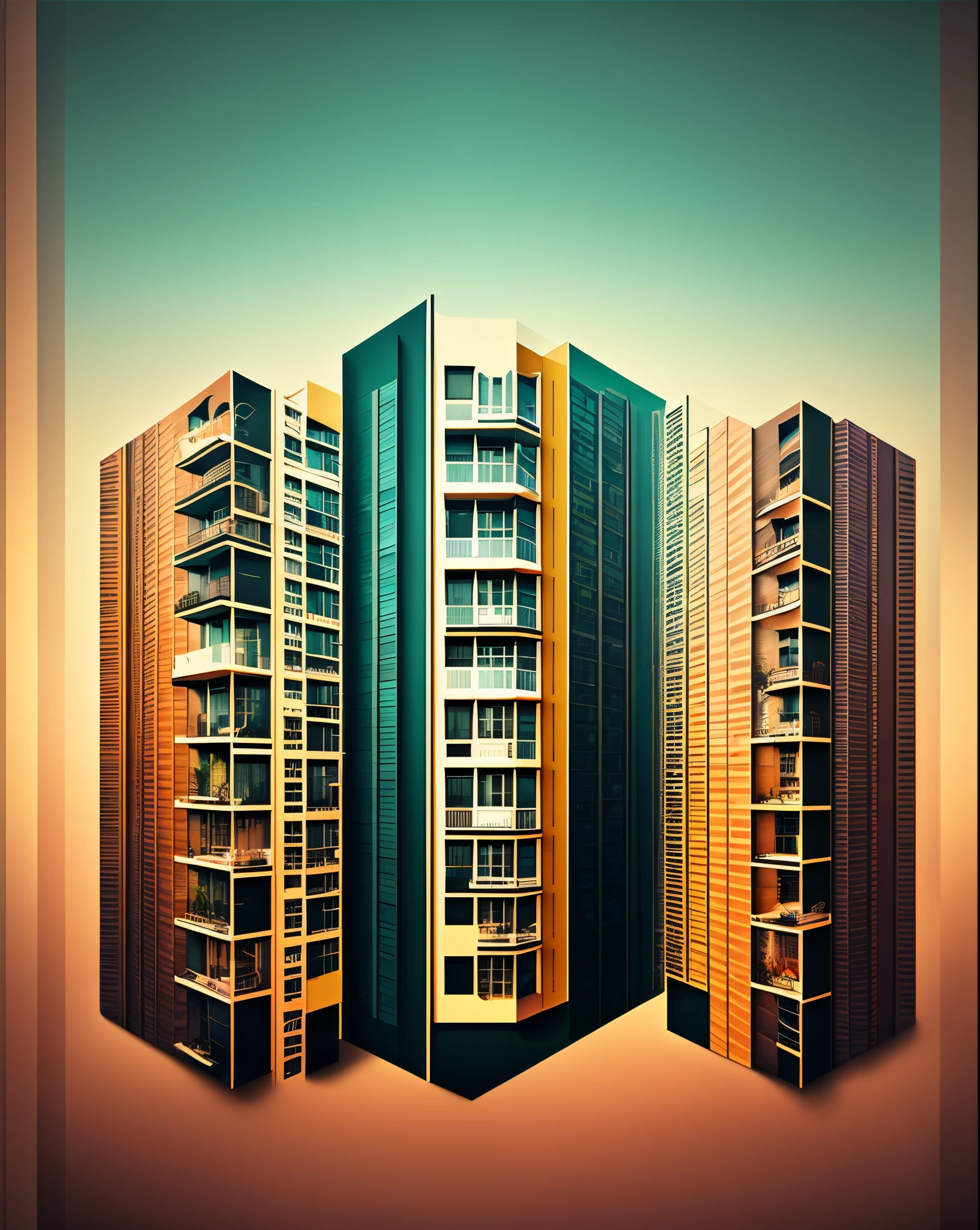 Create a horizontal image related to Real Estate and Condominium in an abstract way with various shapes