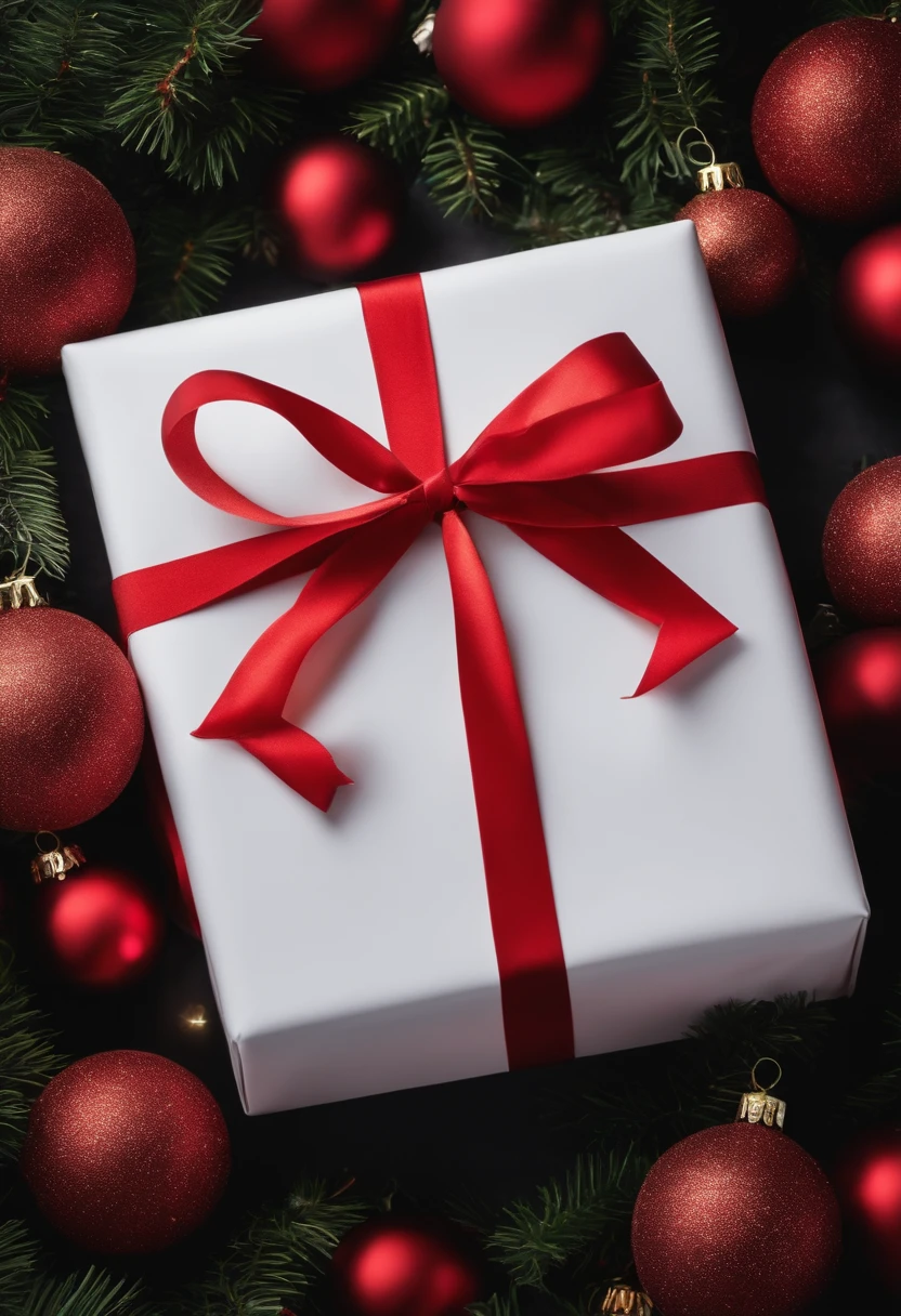 Capture an image of a blank mockup Christmas gift being opened, symbolizing the excitement and surprise of personalized presents
