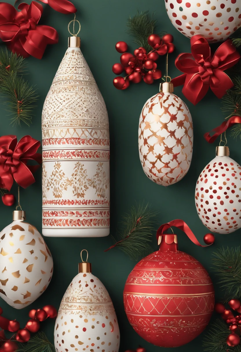 Capture a close-up shot of a blank mockup Christmas gift with a festive pattern or texture, inspiring creativity for custom designs