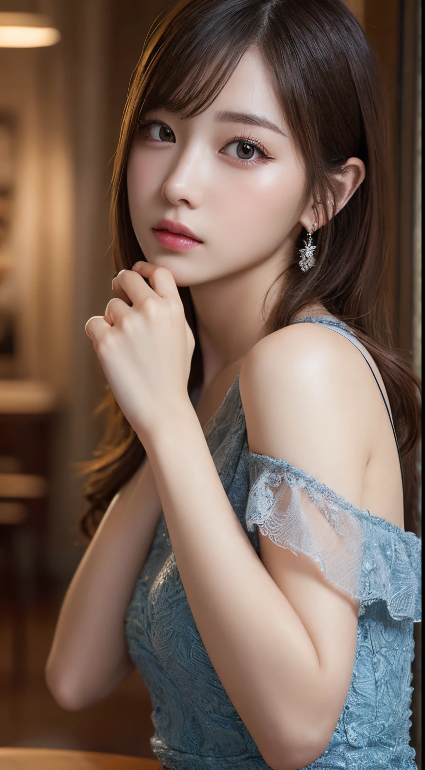 masutepiece, Best Quality, Illustration, Ultra-detailed, finely detail, hight resolution, 8K Wallpaper, Perfect dynamic composition, Beautiful detailed eyes ,Tight Dress、Sexy face，Perfect beautiful hands、beautiful realistic face,beauty legs，Authentic photo quality
