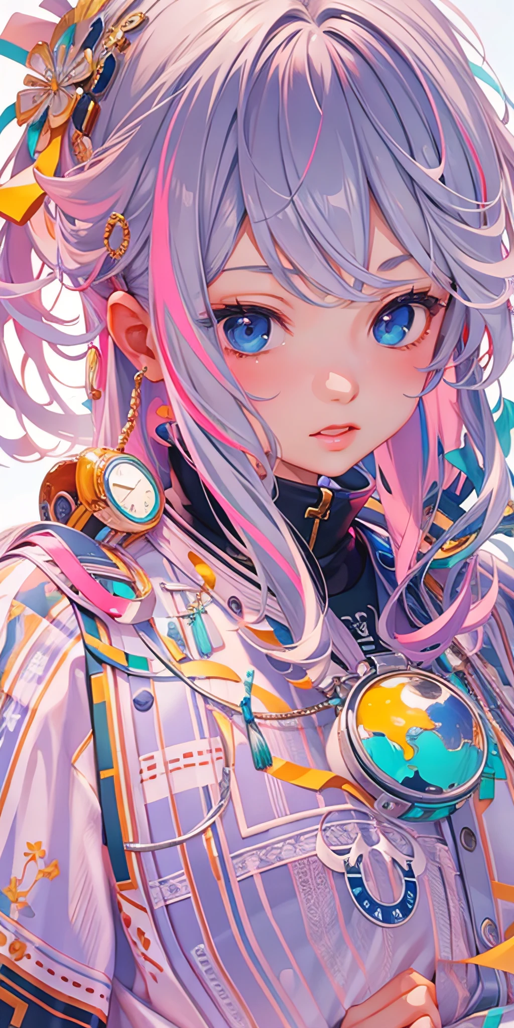 masterpiece、top-quality、ultra-detailliert、Official art、Beautifully Aesthetic、1girl in、glitch art:1.5、colorful:1.5