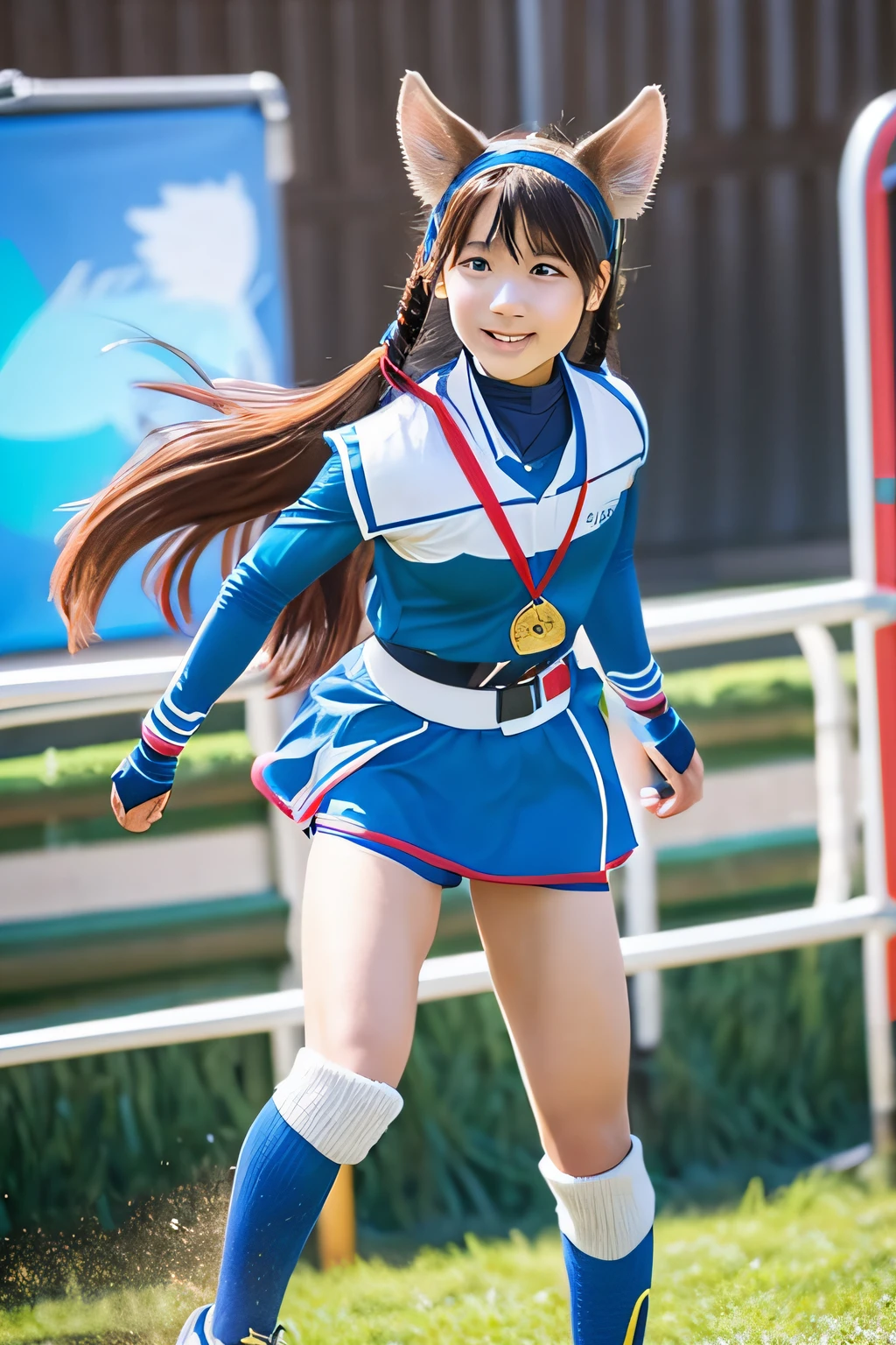 Visualize a next-level evolution of Uma Musume (horse girl), pushing the boundaries of their capabilities and qualities in an exciting and futuristic transformation within the Uma Musume universe