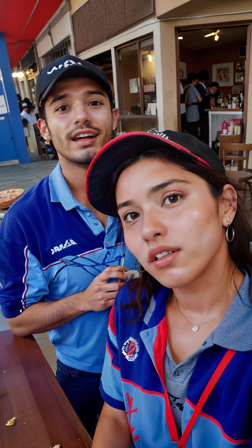 They are sitting at a table with a pizza and a drink, Miguel Iglesias, Borja, Valentina Embaralhamento, Fotografia selfie 8k, by Amelia Peláez, Directed by: Alexis Grimou, imagem de perfil, 🤬 🤮 💕 🎀, Directed by: Hugo Sanchez Bonilla, Directed by: David Ruby, 📷 Mungojerrie e Rumpleteazer