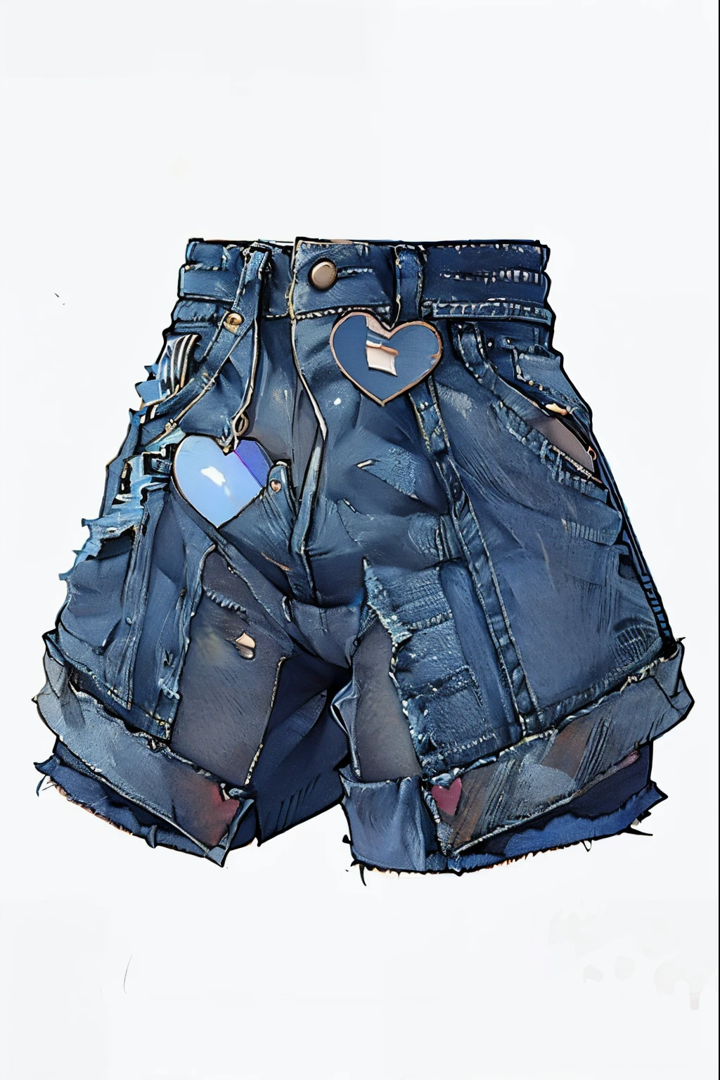 a close up of a pair of shorts with a heart on it, denim short pants, denim hot-pants, short jeans, short puffy pants, denim shorts, denim, bra and shorts streetwear, mini jeans skirt, baggy jeans, jean shorts, clothes in the style of 1 9 9 0, hot-pants, shorts, short robust woman, wearing denim short shorts 2D DRAWING SHORTS DRAWING 2D SHORTS