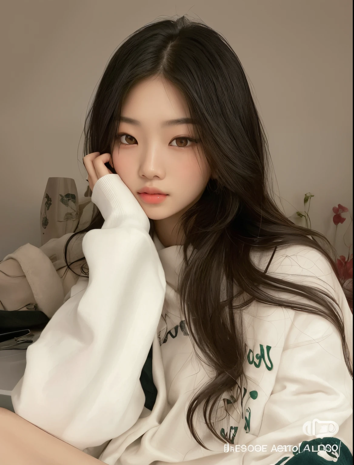 Arafed asian woman with long hair sitting at a table, jennie blackpink, Ulzzang, Jinyoung Canela,  coreana, young adorable korean face, Jaeyeon Nam, Retrato de Jossi de Blackpink, wan adorable korean face, com rosto redondo, young cute wan asian face, linda mulher coreana jovem, young asian girl, com cabelos longos e olhos penetrantes