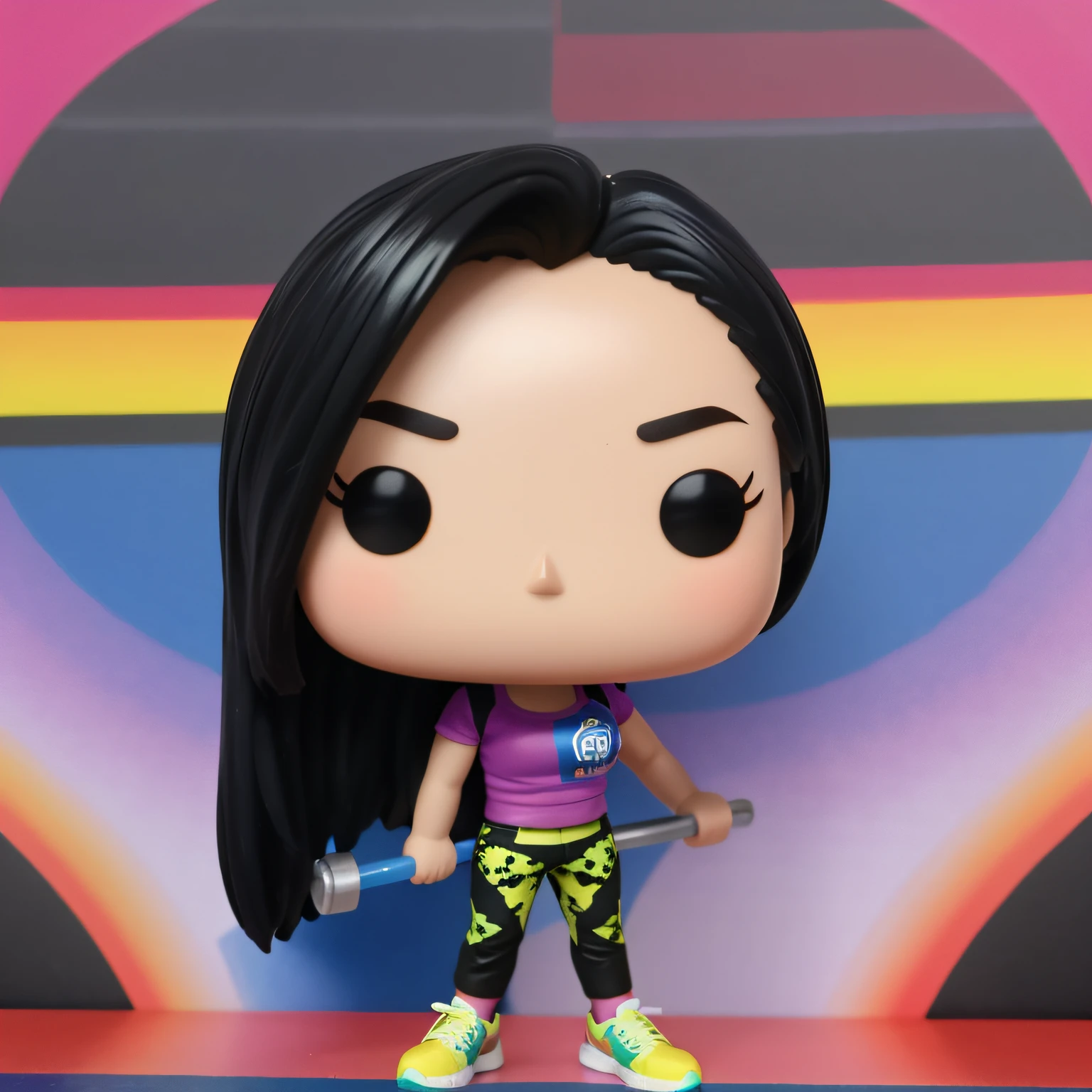 eu em um funko pop, gym clothes,halteres , rosto bem definido, cabelos pretos longos, Ultra HD |, multiple reference poses