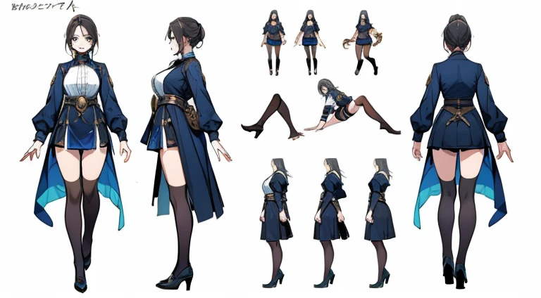 Female original character action reference sheet adoptable,