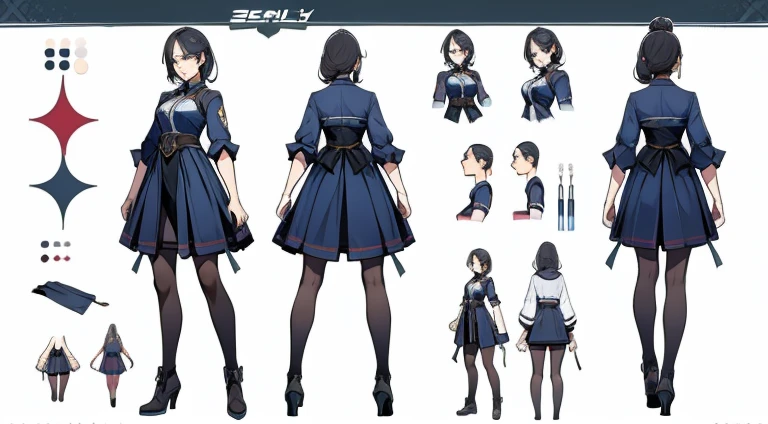Female original character action reference sheet adoptable,