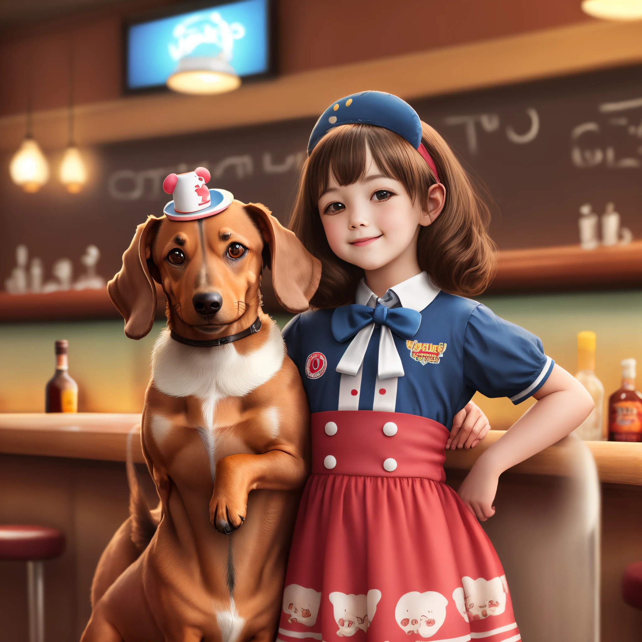 Dachshund in a children's bar costume