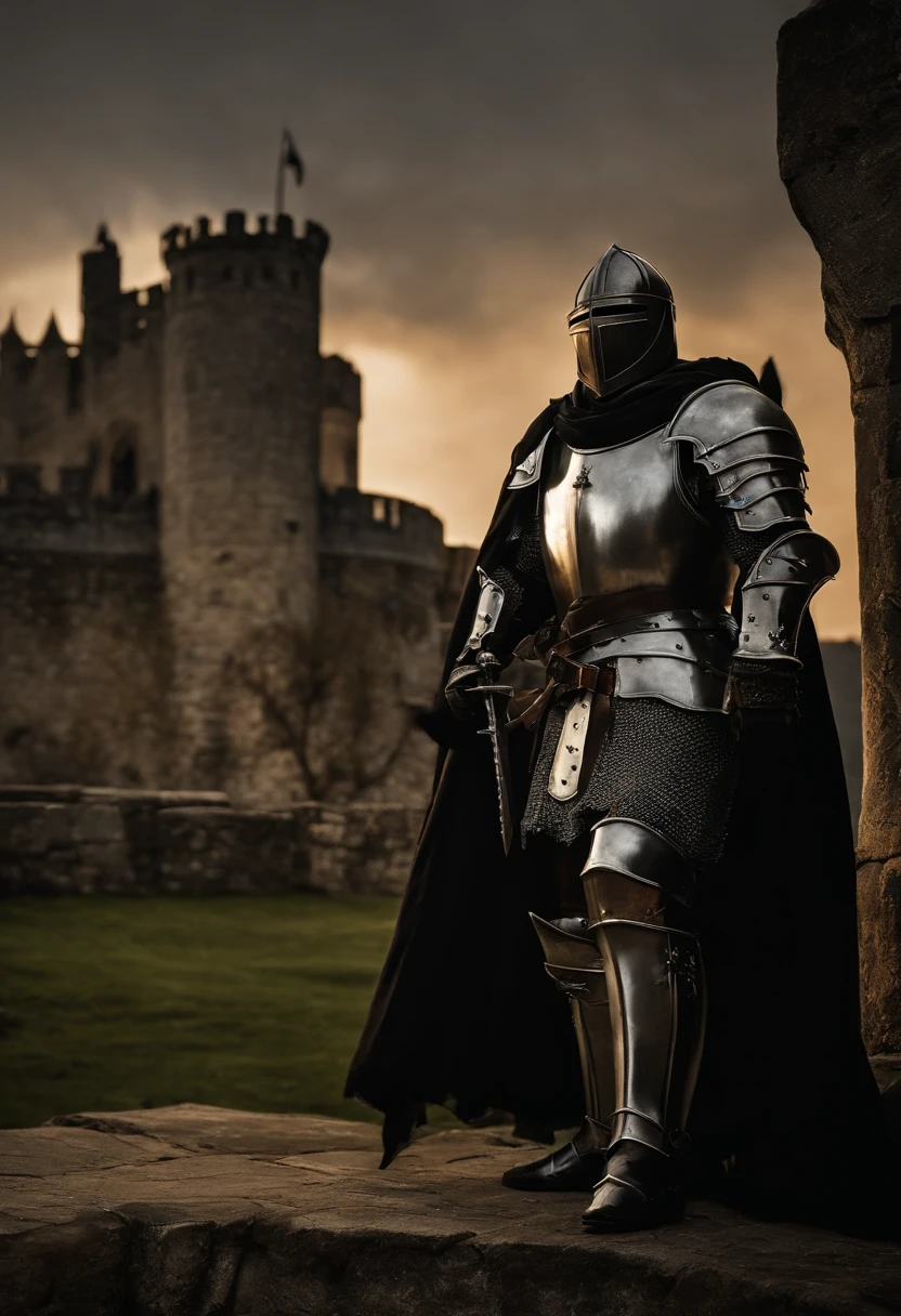 a knight in armor stands in front of a castle at night, dark souls knight, gothic knight, fantasy knight, scary knight, the dark souls knight, undead knight, strong fantasy knight, evil knight, knight, knights, wretched and corrupted knights, medieval dark fantasy, (((knight))), knight armor, skeleton knight, from ncsoft, blood knight