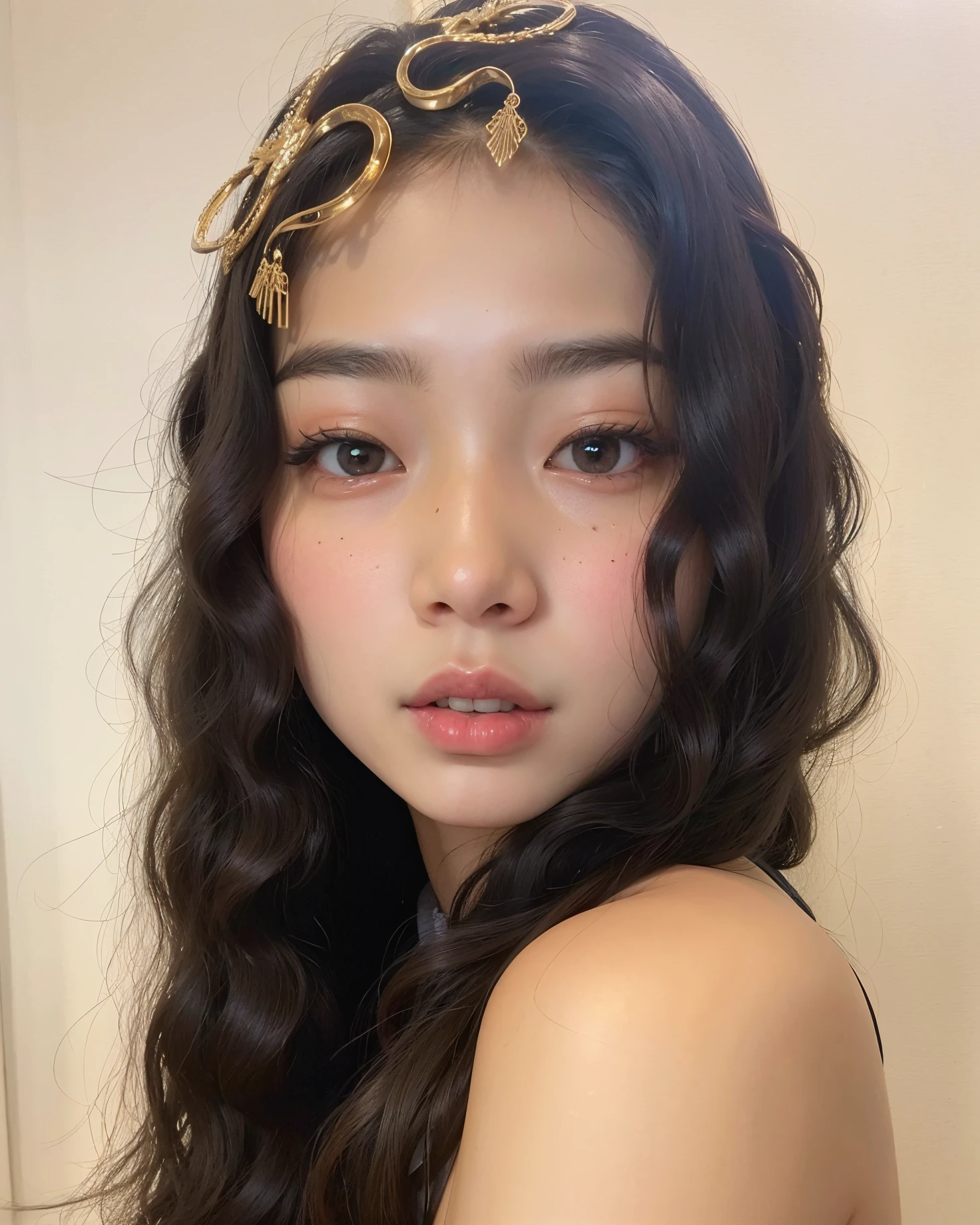 Arafed woman with long hair wearing a gold headband, jennie blackpink, Asian face, gemma chen, Gongbi, Jaeyeon Nam, a young asian woman, Wenfei Ye, detailed face of a asian girl, louise zhang, Heonhwa Choe, TaeJune Kim, Xintong Chen, young cute wan asian face, Seseon Yoon, Lulu Chen