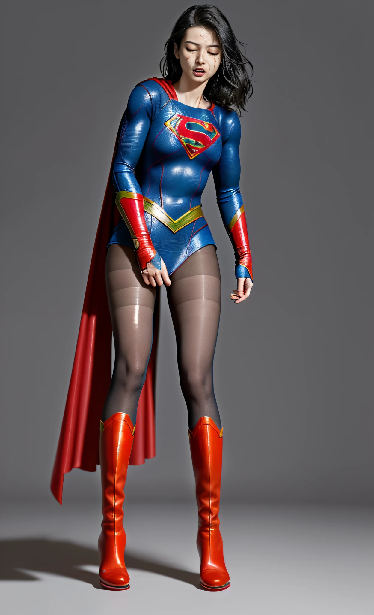 No background、(((Beautiful legs in black tights.)))、(((Legally express the beauty of your smile)))、((((Make the most of your original images)))、(((体にぴったりフィットするSupergirl Costume)))、(((Supergirl Costume)))、(((Beautiful Short Hair)))、(((She is winking cutely.)))、(((Please wear black tights....、Wear red boots)))、((Best image quality、8k))、((highest quality、8k、masterpiece:1.3))、(((Preserve background )))、Sharp focus:1.2、Beautiful woman with perfect figure:1.4、Slim Abs:1.2、Wet body:1.5、Highly detailed face and skin texture、8k