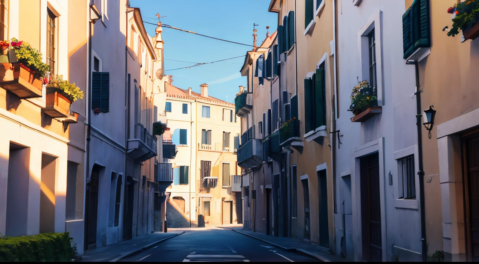 una calle de Venecia Italia en la edad media, con calle empedradas