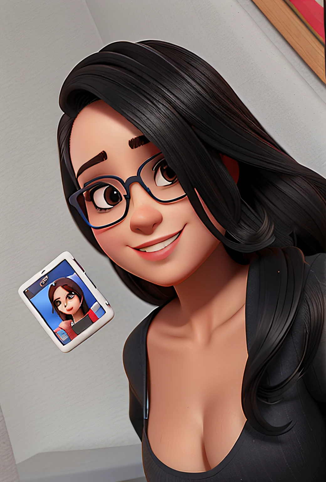 mulher bonita com oculos tirando selfie