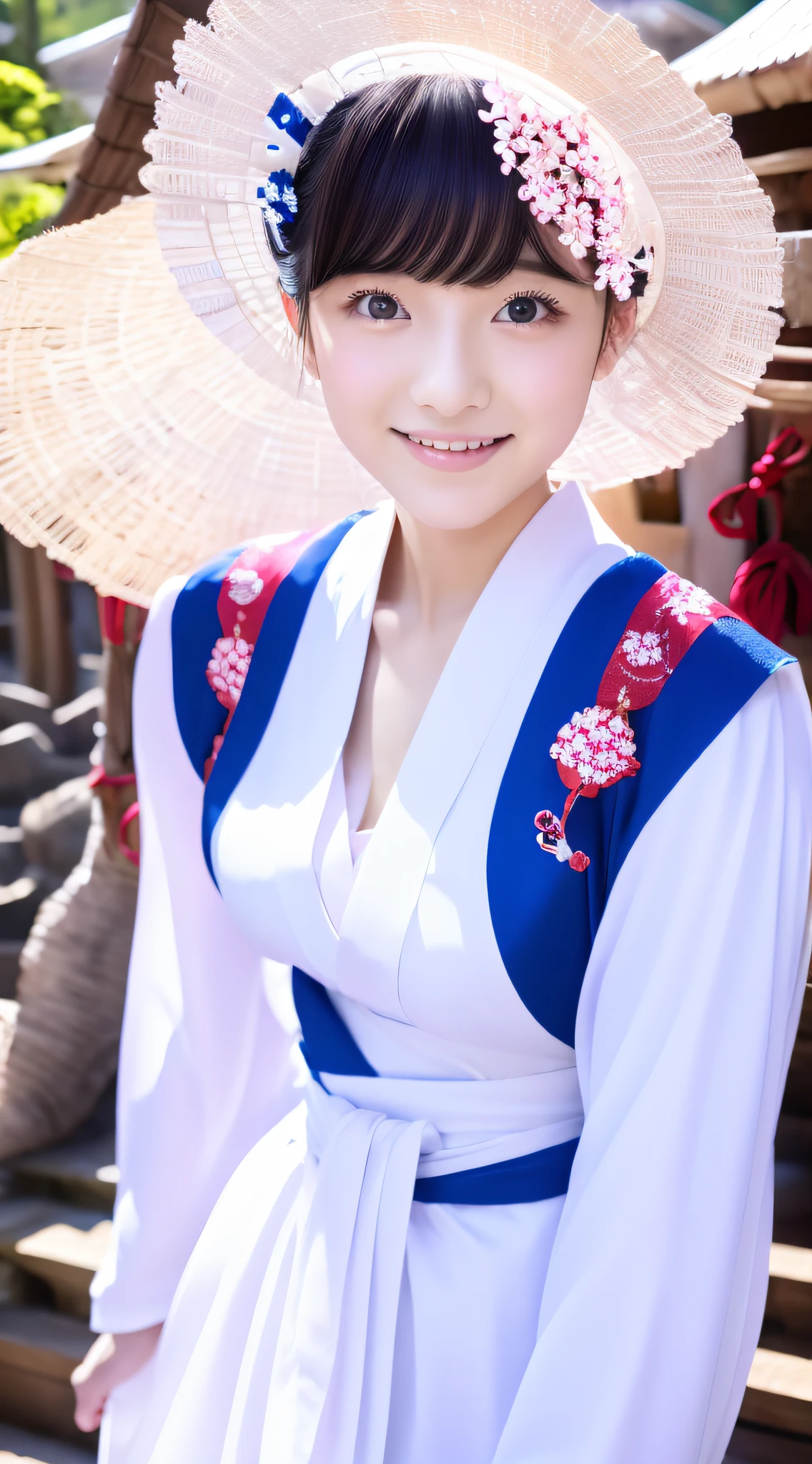 The precincts of the Japan shrine、Miko-san、white kimono formal wear