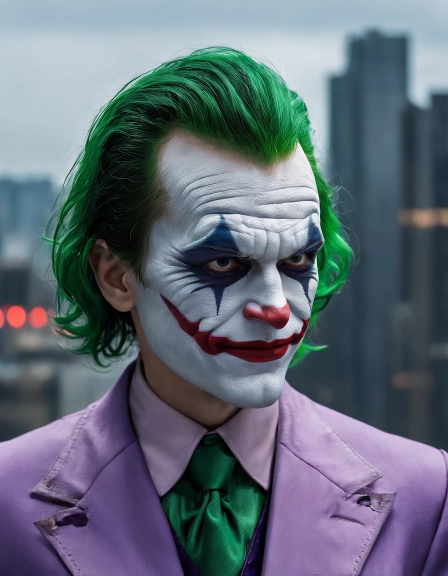 Joker character from the film Suicide Squad, green hair intense green eyes