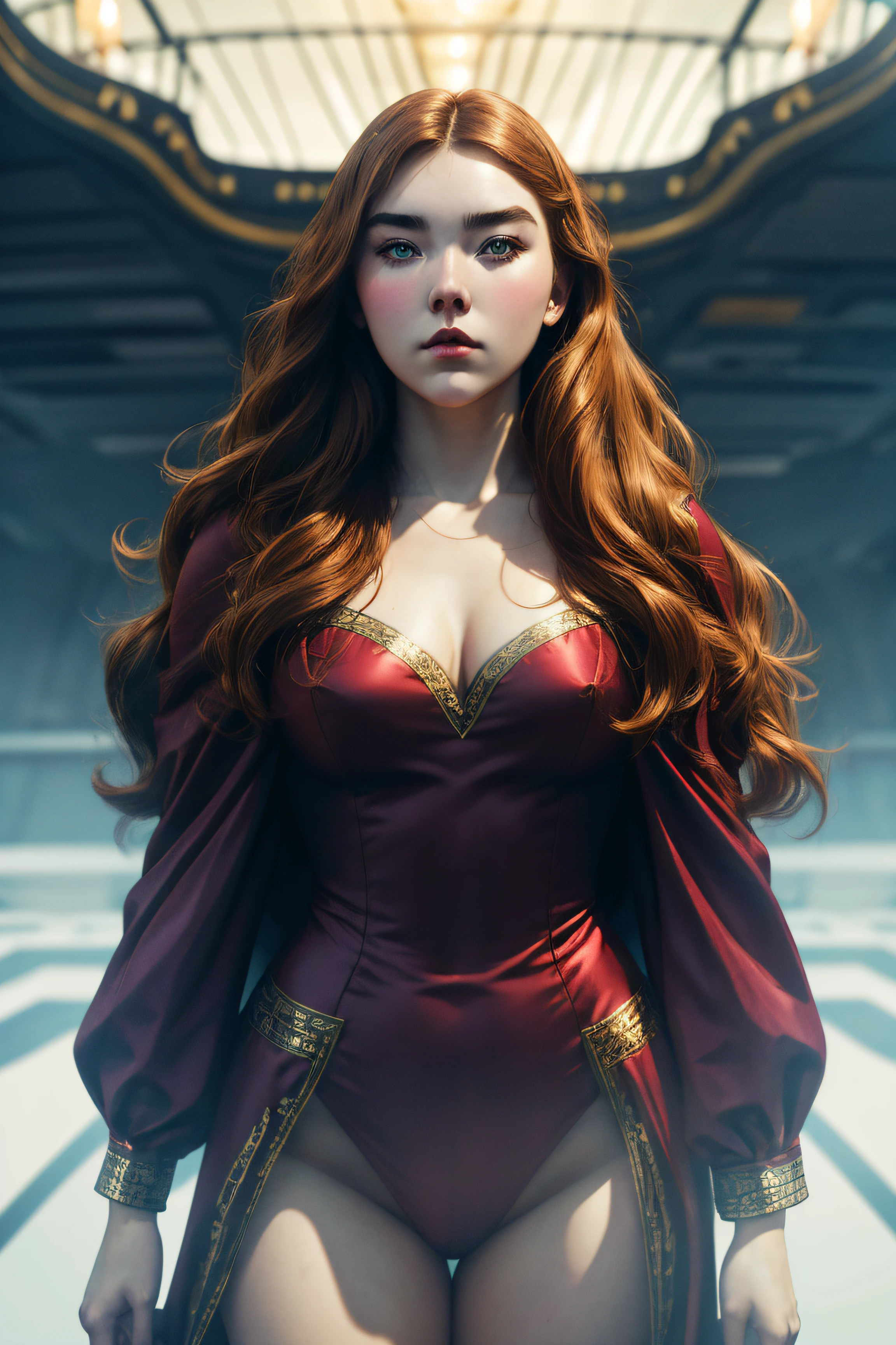 Florence Pugh, y clothes, stand on the ship, character portrait, 4 9 9 0 s, long hair, intricate, elegant, highly detailed, digital painting, artstation, concept art, smooth, sharp focus, illustration, art by wlop, charlie bowater and alexandra fomina