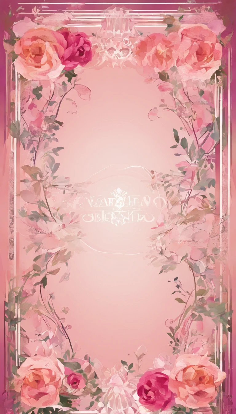 "Wreaths, floral frames, delicate watercolor flowers in shades of pink and vibrant roses, captivating illustration."