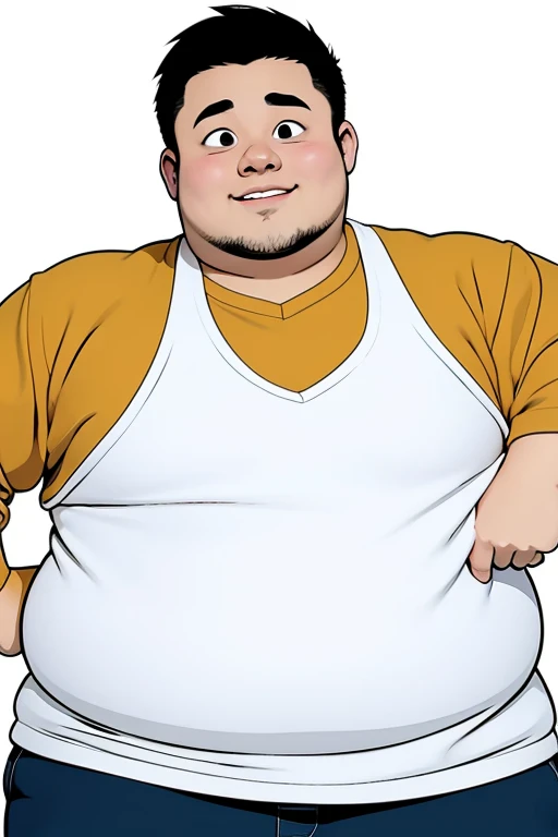 A cartoon image of a fat, young, handsome and friendly boy