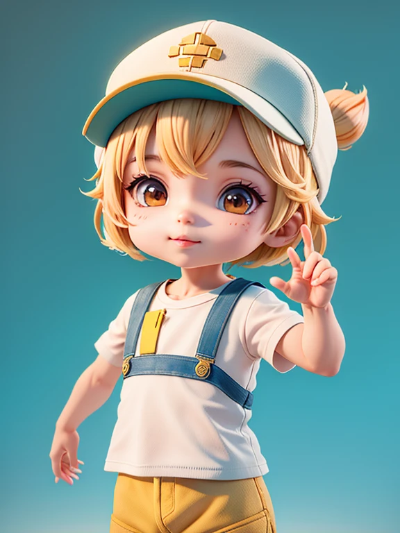 There's a boy with a cap，Cute 3D rendering，Pequeno designer，Portrait anime designer trainee boy，cute 3d anime boy rendering，arte digital detalhada bonito，Designer masculino mini  bonito，stylized 3d rendering，3D rendering 8K character art，lovely digital painting，Estilo anime 3D，super detailed rendering