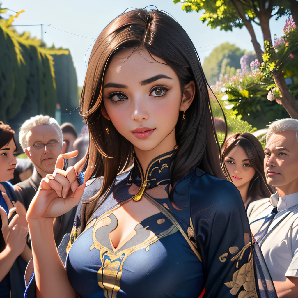 sfw, (Extremely detailed 8k wallpaper:2), (photo:2), (soigne Beautiful girl:2), (gives a lecture to friends:2), detailed (Face and eyes), (hyper realistic:1), (highly detailed:1), (epic realistic:1), rim light, (maximum details:1), cozy, (fullbody:1.3), (looking at viewer:2), (Woman's Attractive Qualities:2), (Attractive Woman:2), (Attractive:2), Smile, Intelligence, Empathy, Gracefulness, Sense of Style, Fitness, Grooming, Optimism, (Sensitivity:2), Sincerity, Romantic Gestures, Playfulness, Fashion Sense, (Sensuality:2), Charm, Modesty, Thoughtfulness, (Femininity:1), Flirtatiousness, Warmth, (Physical attractiveness:2), A beautiful smile, A love of life, strength and power, vulnerability, curiosity, wonder, love, (nature background:2), kawaii, waifu, Beautiful breasts, (attractive body:2), (Beautiful body:2), Beautiful pose, attractive pose, (Beautiful legs:1.0), (spread legs:1.0), (Beautiful clothes:1), (classic clothes:2), (elegant clothes:2), (European clothes:2), detailed clothes, (skirt:1), (blouse:1), (provocative pose)