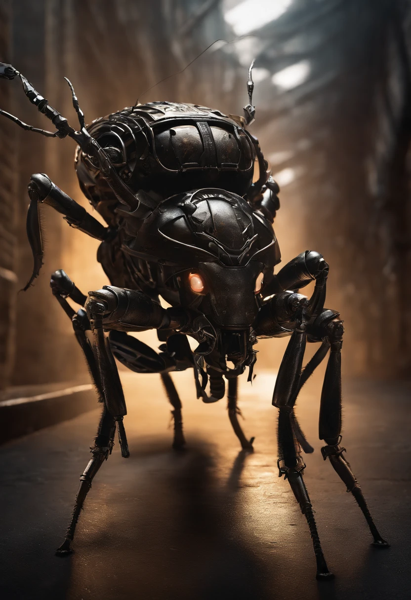 Imagine a chilling and highly detailed mechanical bug designed for a nefarious purpose – a murdering bug. Zoom in on micro-details, capturing the sinister intricacies of its design, from razor-sharp appendages to stealthy mechanisms meant for subterfuge.

Highlight the malevolence in the bug's metallic exoskeleton, incorporating dark and foreboding textures that convey a sense of danger. Emphasize the precision of its movements, showcasing how it maneuvers with deadly accuracy and efficiency.

Consider the lighting, using shadows to accentuate the ominous nature of the murdering bug. Use stark contrasts to create an eerie atmosphere, where every detail of its menacing design is highlighted in a way that adds to the overall sense of threat.

Place the bug in a context that amplifies its sinister purpose – perhaps it's lurking in the shadows of a dimly lit alley, poised to strike, or navigating a high-tech facility with a stealthy intent. Integrate elements that enhance the bug's murderous nature and create a visually unsettling scene.

This detailed prompt aims to inspire the creation of a highly detailed and menacing mechanical bug designed for nefarious deeds, focusing on micro-details to convey its lethal precision and chilling presence.