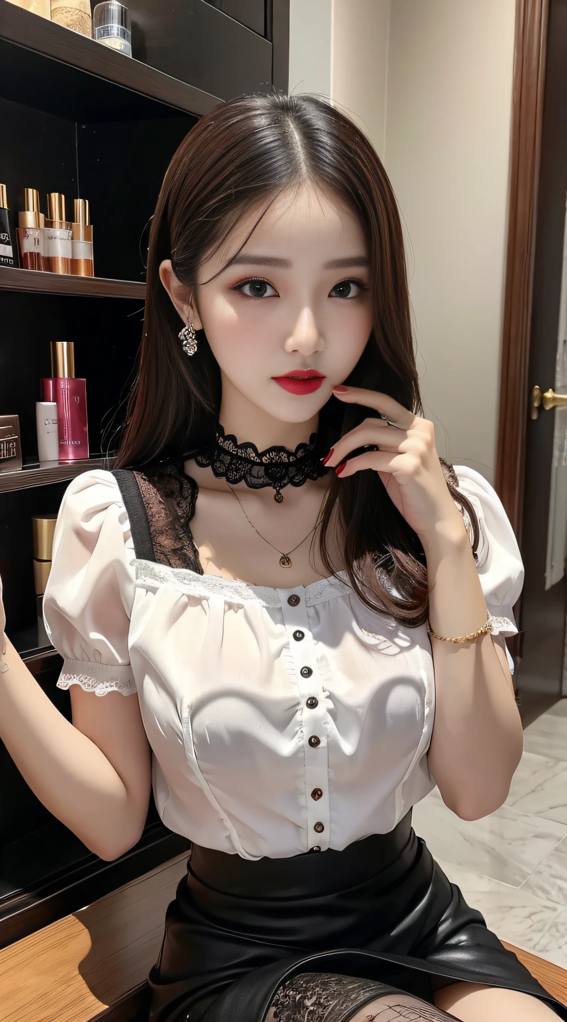 Charming beauties、blouse、tight skirts、Evil Fall、dark、brainwash、Brainwashing device、panthyhose、lacy fabric、beauty legs、a choker、Brainwashing makeup、wining、lipsticks