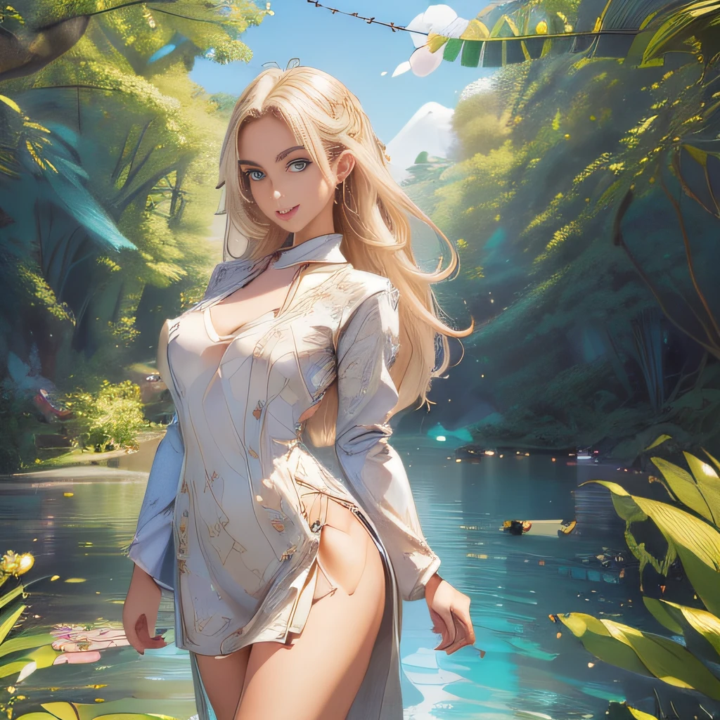 sfw, (Extremely detailed 8k wallpaper:2), (photo:2), (soigne Beautiful girl:2), (gives a lecture to friends:2), detailed (Face and eyes), (hyper realistic:1), (highly detailed:1), (epic realistic:1), rim light, (maximum details:1), cozy, (fullbody:1.3), (looking at viewer:2.0), (Woman's Attractive Qualities:2), (Attractive Woman:2), (Attractive:2), Smile, Intelligence, Empathy, Gracefulness, Sense of Style, Fitness, Grooming, Optimism, (Sensitivity:2), Sincerity, Romantic Gestures, Playfulness, Fashion Sense, (Sensuality:2), Charm, Modesty, Thoughtfulness, (Femininity:1), Flirtatiousness, Warmth, (Physical attractiveness:2), A beautiful smile, A love of life, strength and power, vulnerability, curiosity, wonder, love, (nature background:2), kawaii, waifu, Beautiful breasts, (attractive body:2), (Beautiful body:2), Beautiful pose, attractive pose, (Beautiful legs:1.0), (spread legs:1.0), (Beautiful clothes:1), (classic clothes:2), (elegant clothes:2), (European clothes:2), detailed clothes, (skirt:1), (blouse:1), (provocative pose)