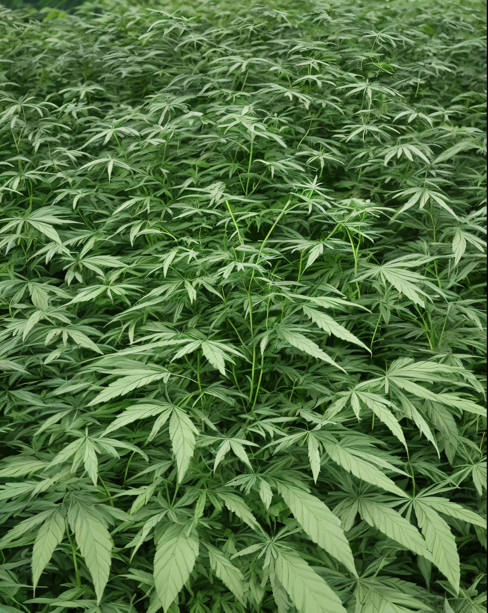 Uma fotografia de uma planta de maconha nas montanhas