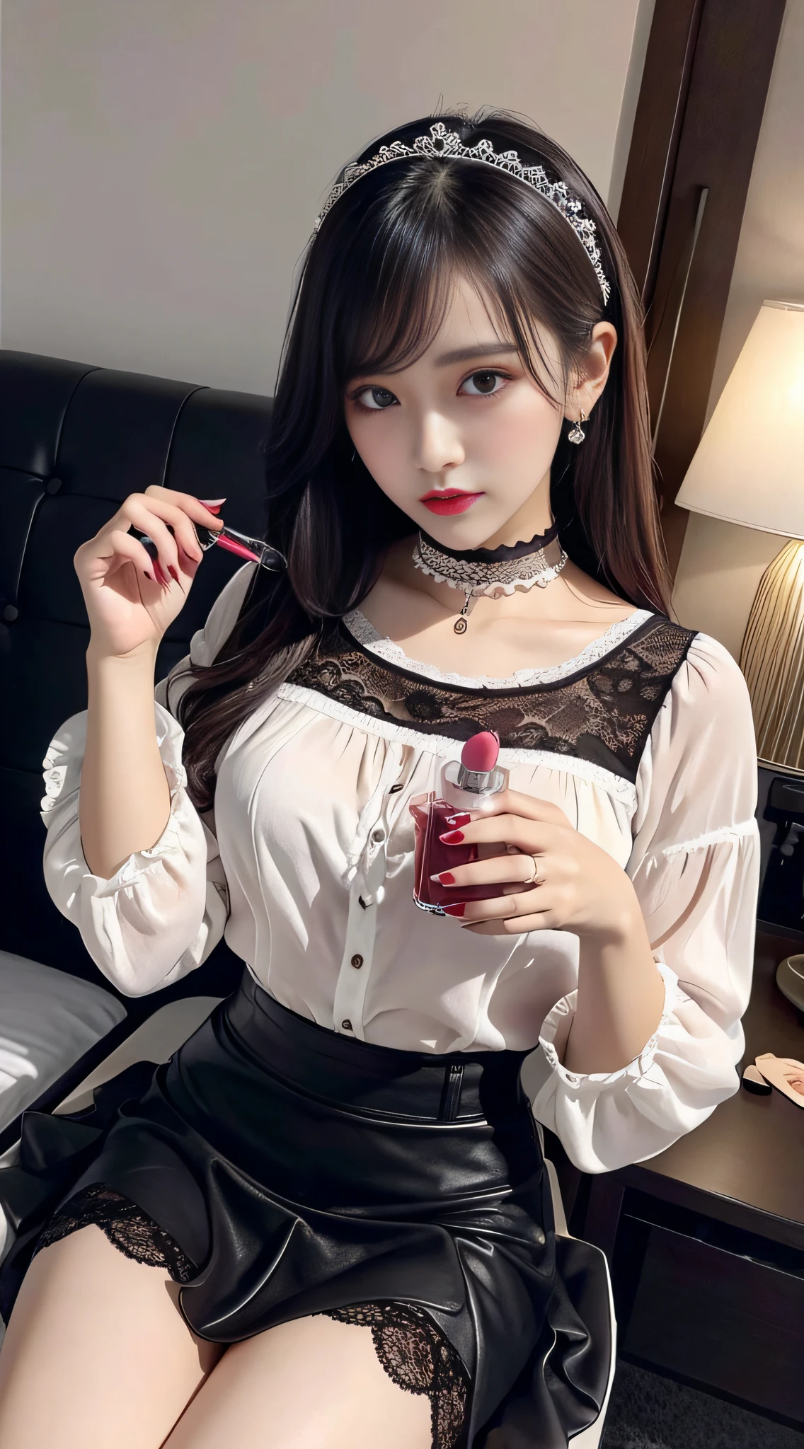 Charming beauties、blouse、tight skirts、Evil Fall、dark、brainwash、Brainwashing device、panthyhose、lacy fabric、beauty legs、a choker、Brainwashing makeup、wining、lipsticks