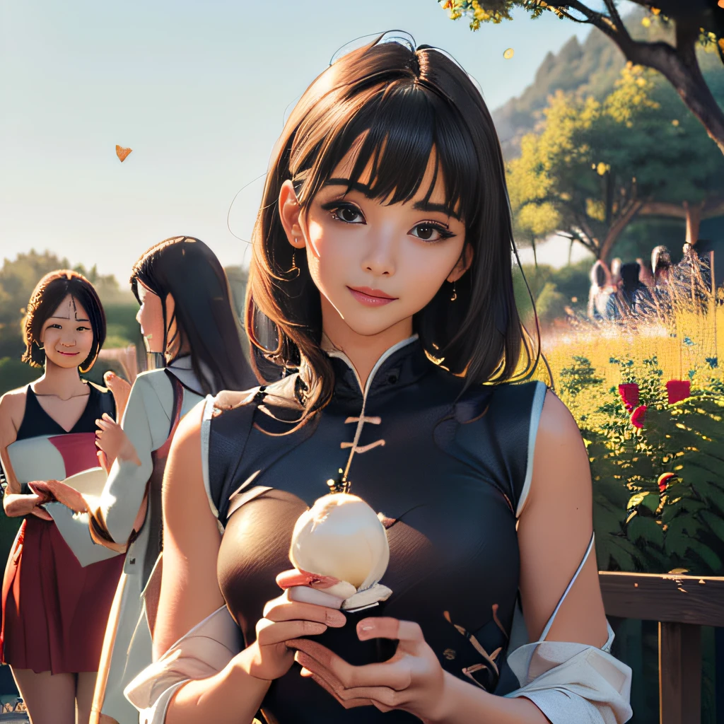 sfw, (Extremely detailed 8k wallpaper:2), (photo:2), (soigne Beautiful girl:2), (gives a lecture to friends:2), detailed (Face and eyes), (hyper realistic:1), (highly detailed:1), (epic realistic:1), rim light, (maximum details:1), cozy, (fullbody:1.3), (looking at viewer:2), (Woman's Attractive Qualities:2), (Attractive Woman:2), (Attractive:2), Smile, Intelligence, Empathy, Gracefulness, Sense of Style, Fitness, Grooming, Optimism, (Sensitivity:2), Sincerity, Romantic Gestures, Playfulness, Fashion Sense, (Sensuality:2), Charm, Modesty, Thoughtfulness, (Femininity:1), Flirtatiousness, Warmth, (Physical attractiveness:2), A beautiful smile, A love of life, strength and power, vulnerability, curiosity, wonder, love, (nature background:2), kawaii, waifu, Beautiful breasts, (attractive body:2), (Beautiful body:2), Beautiful pose, attractive pose, (Beautiful legs:1.0), (spread legs:1.0), (Beautiful clothes:1), (classic clothes:2), (elegant clothes:2), (European clothes:2), detailed clothes, (skirt:1), (blouse:1), (provocative pose)