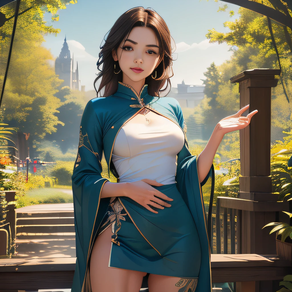 sfw, (Extremely detailed 8k wallpaper:2), (photo:2), (soigne Beautiful girl:2), (gives a lecture to friends:2), detailed (Face and eyes), (hyper realistic:1), (highly detailed:1), (epic realistic:1), rim light, (maximum details:1), cozy, (fullbody:1.3), (looking at viewer:2), (Woman's Attractive Qualities:2), (Attractive Woman:2), (Attractive:2), Smile, Intelligence, Empathy, Gracefulness, Sense of Style, Fitness, Grooming, Optimism, (Sensitivity:2), Sincerity, Romantic Gestures, Playfulness, Fashion Sense, (Sensuality:2), Charm, Modesty, Thoughtfulness, (Femininity:1), Flirtatiousness, Warmth, (Physical attractiveness:2), A beautiful smile, A love of life, strength and power, vulnerability, curiosity, wonder, love, (nature background:2), kawaii, waifu, Beautiful breasts, (attractive body:2), (Beautiful body:2), Beautiful pose, attractive pose, (Beautiful legs:1.0), (spread legs:1.0), (Beautiful clothes:1), (classic clothes:2), (elegant clothes:2), (European clothes:2), detailed clothes, (skirt:1), (blouse:1), (provocative pose)