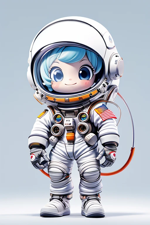 a chibi astronaut girl, lineart