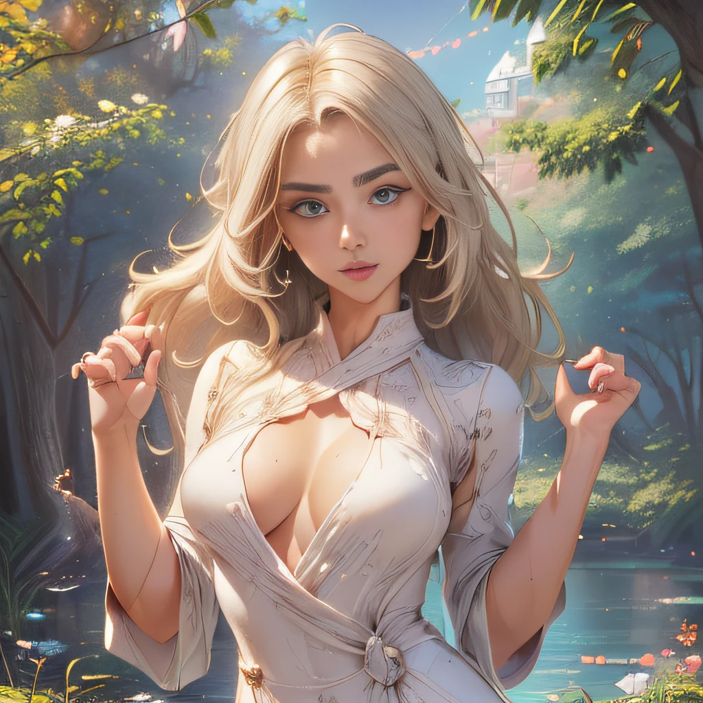 sfw, (Extremely detailed 8k wallpaper:2), (photo:2), (soigne Beautiful girl:2), (gives a lecture to friends:2), detailed (Face and eyes), (hyper realistic:1), (highly detailed:1), (epic realistic:1), rim light, (maximum details:1), cozy, (fullbody:1.3), (looking at viewer:2), (Woman's Attractive Qualities:2), (Attractive Woman:2), (Attractive:2), Smile, Intelligence, Empathy, Gracefulness, Sense of Style, Fitness, Grooming, Optimism, (Sensitivity:2), Sincerity, Romantic Gestures, Playfulness, Fashion Sense, (Sensuality:2), Charm, Modesty, Thoughtfulness, (Femininity:1), Flirtatiousness, Warmth, (Physical attractiveness:2), A beautiful smile, A love of life, strength and power, vulnerability, curiosity, wonder, love, (nature background:2), kawaii, waifu, Beautiful breasts, (attractive body:2), (Beautiful body:2), Beautiful pose, attractive pose, (Beautiful legs:1.0), (spread legs:1.0), (Beautiful clothes:1), (classic clothes:2), (elegant clothes:2), (European clothes:2), detailed clothes, (skirt:1), (blouse:1), (provocative pose)