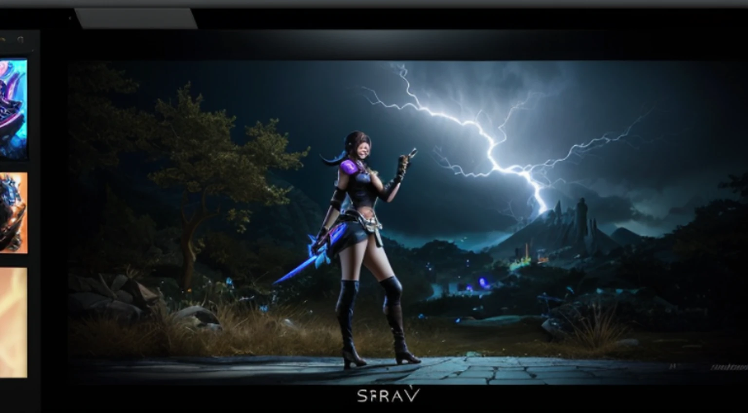 A palavra "lux" escrita em primeiro plano, ((Ahri de League of Legends, Ultra realista)), (((corpo inteiro))), ((perfect hands)), Usando a Arma Samurai, fundo antigo, elegante, gray and black smoke, atordoante, hyper realistic, octan render, surrounded by the effect of smoke and lightning,  Estilo League of Legends, fundo antigo, elegante, deslumbrante, (papel de parede), arte conceitual, detalhes intrincados, altamente detalhado, ((cinemactic)), Dramatic, (mais alta qualidade, Concedido, obra-prima:1.5), (fotorrealista:1.5), fotografia, Realistic photo, Nikon, Luz Natural, 4k, highes definition, XF IQ4, 150MP, 50 millimeters, ISO 1000 Certification, 1/Anos 250, Luz Natural, Adobe Lightroom, photolab, Photographic Affinity, PhotoDirector 365,