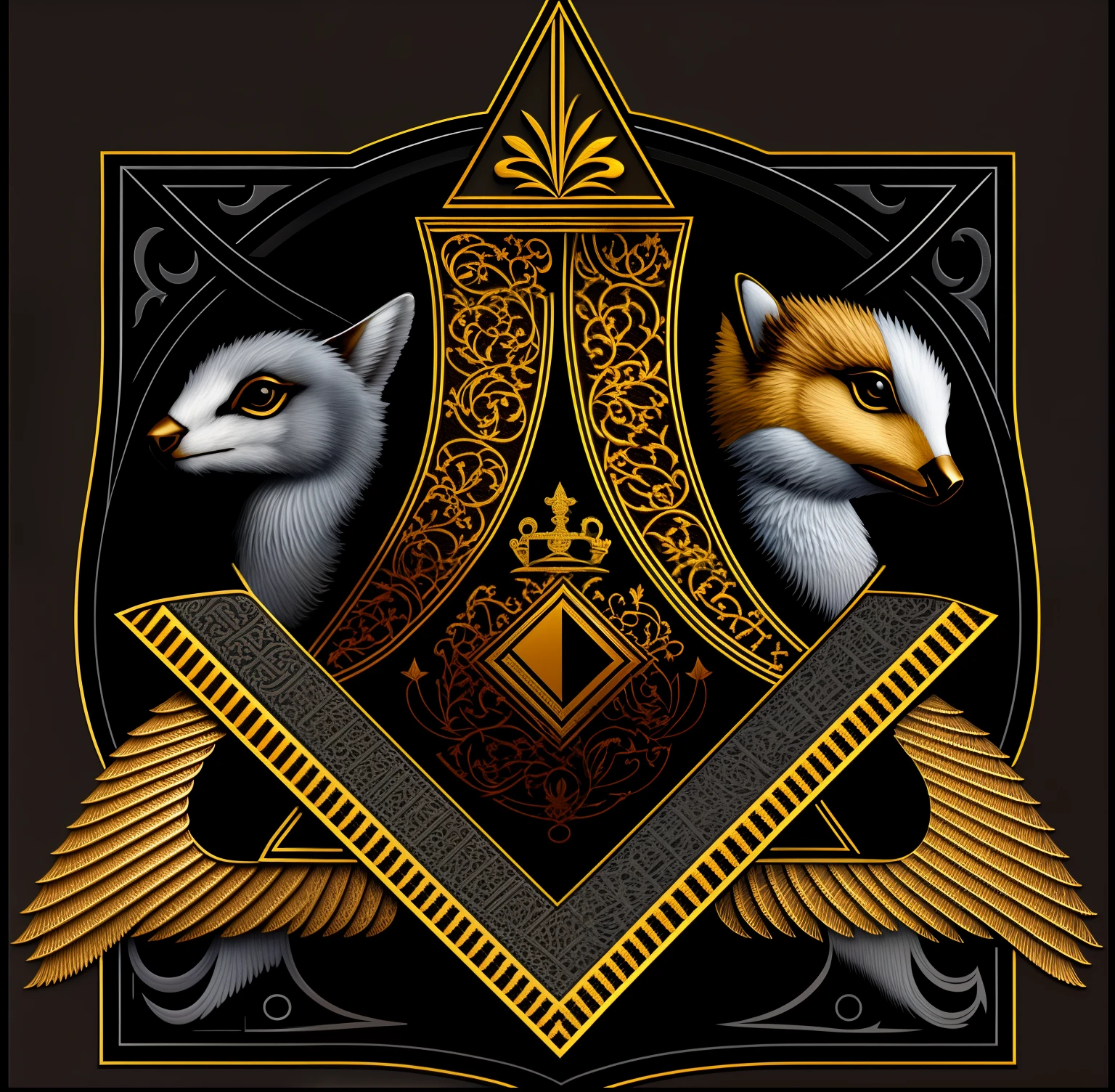 Blason logo, or et argent
