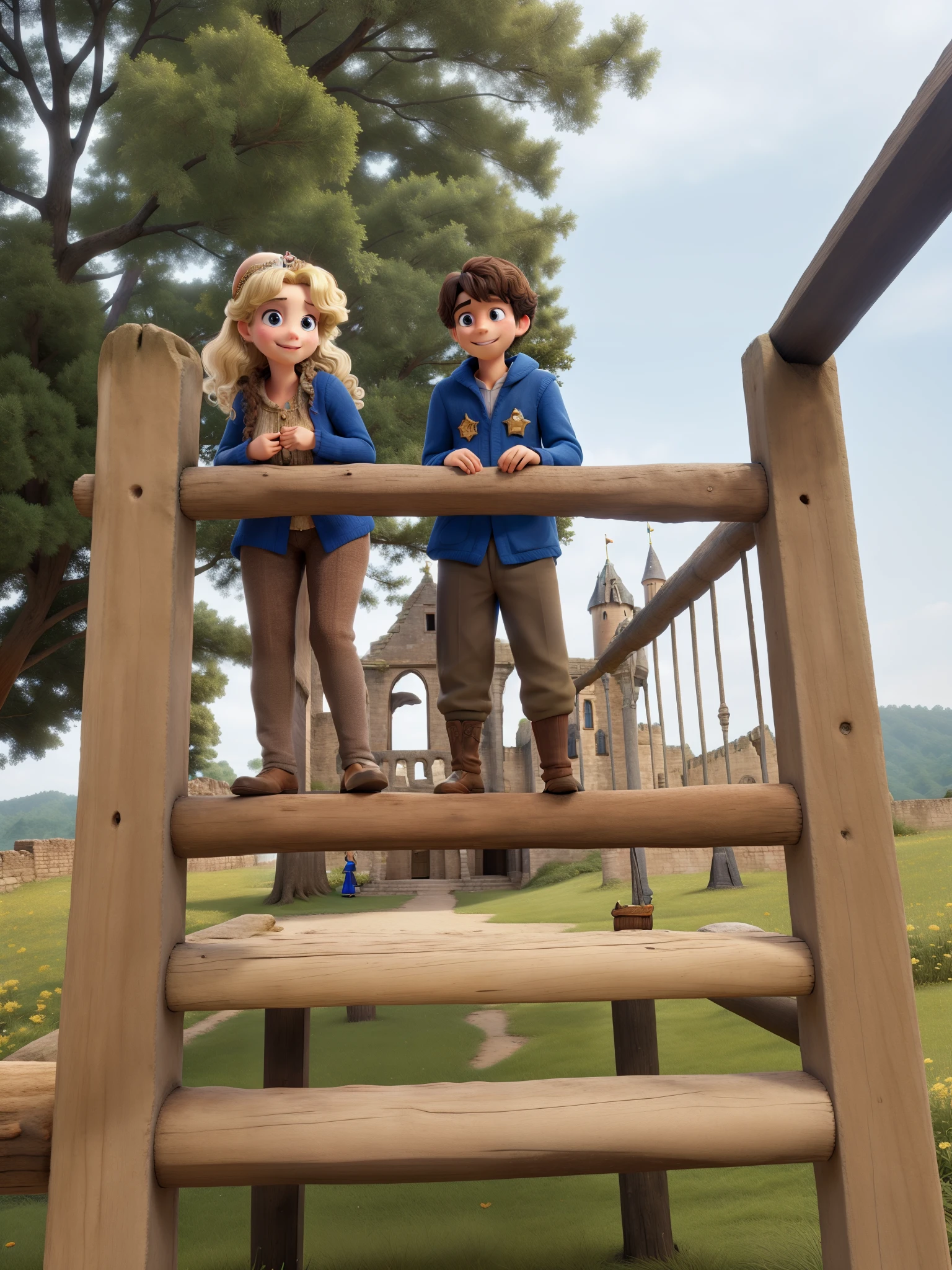 Princess and prince in castle