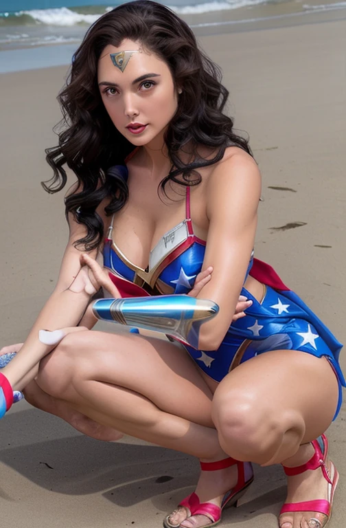 Arafed woman in bikini and a baseball bat on the beach., Lynda Carter Mujer Maravilla, Vestida como Wonder Woman, Mujer Maravilla, Retrato de Wonder Woman, comic pinup style, Hermosa Alison Brie Maga, bodybuilder superhero bikini, Hermosa Alison Brie femenina, in retro swimsuit, Modelo Pinup, Gal Gadot as Captain America., Foto de perfil, puerto rican super hero