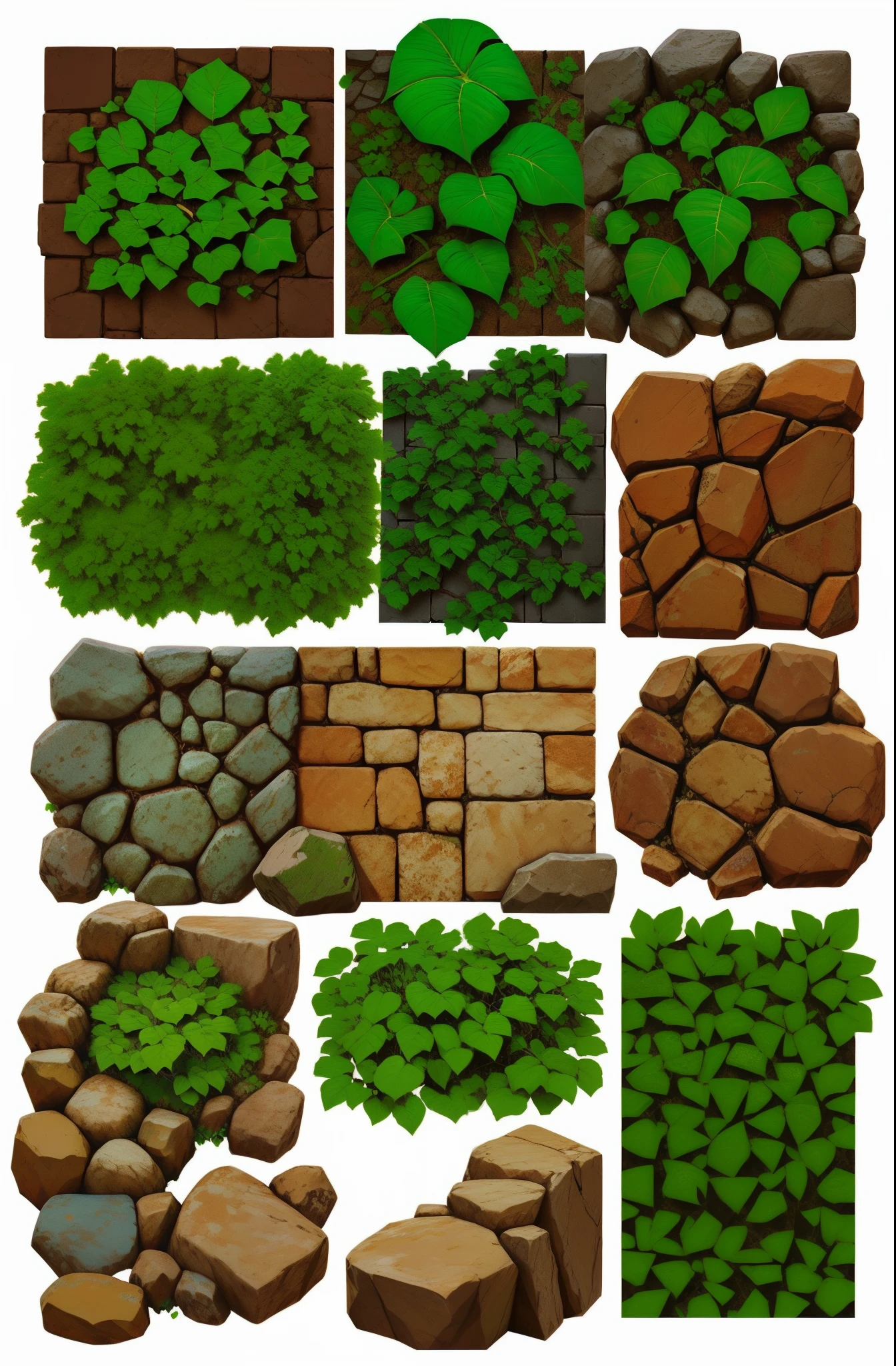 un conjunto de diferentes tipos de piedra y hierba para un juego, Textura 2D, Textura 2D, Icon Set Asset Store, Textura del juego, Textura de videojuegos, Conjunto de azulejos, mapas de texturas pintadas, textura de juego perfecta, Textura de mosaico, Hoja de activos del juego, Textura para 3D, Textura para 3D, texturas de desarrollo, diferentes texturas y materiales, Texturas pintadas a mano csped pidras