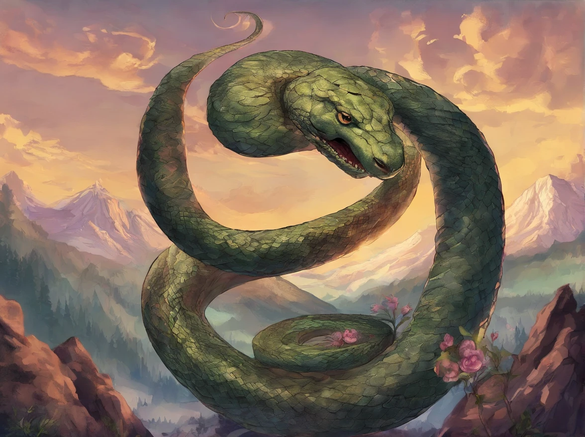 giant snake, mountain, mythology