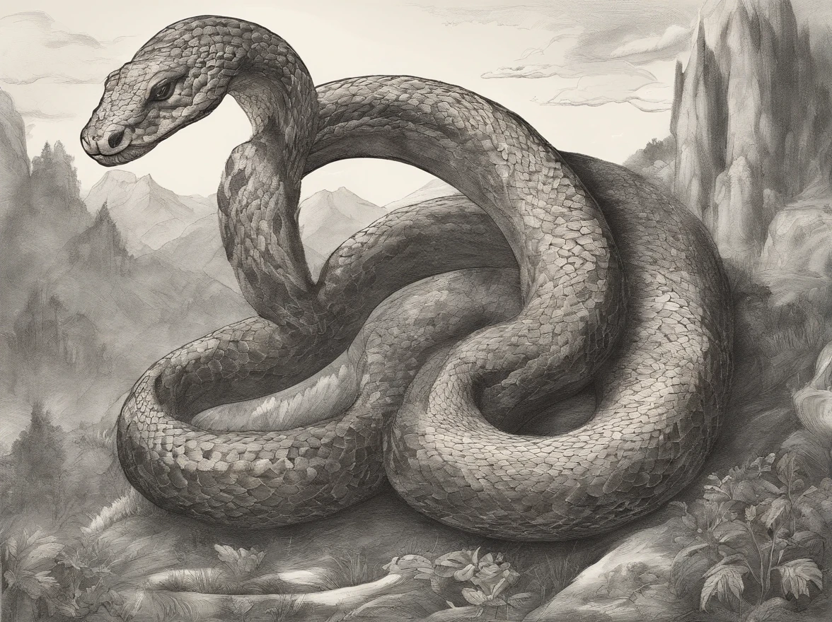 giant snake, mountain, mythology