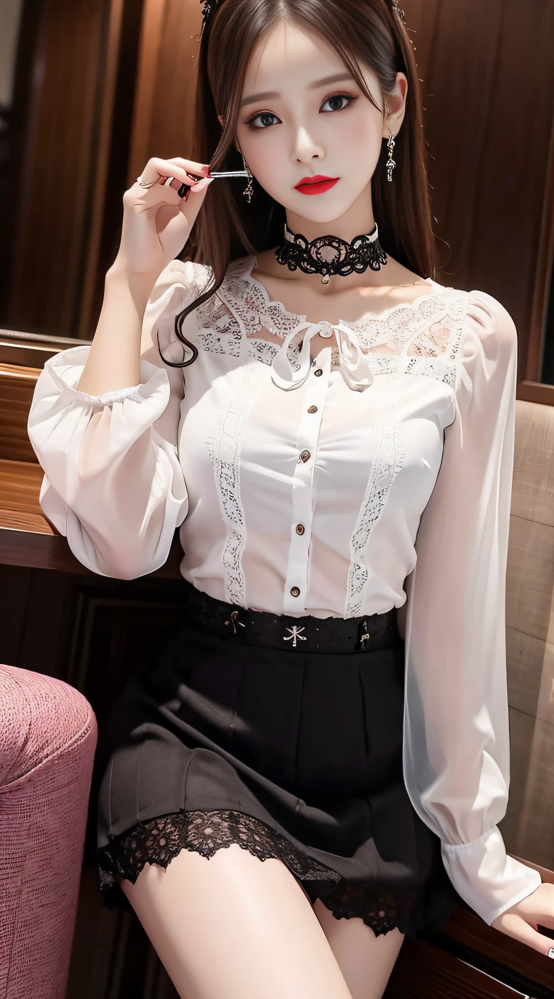 Charming beauties、blouse、tight skirts、Evil Fall、dark、brainwash、Brainwashing device、panthyhose、lacy fabric、beauty legs、a choker、Brainwashing makeup、wining、lipsticks