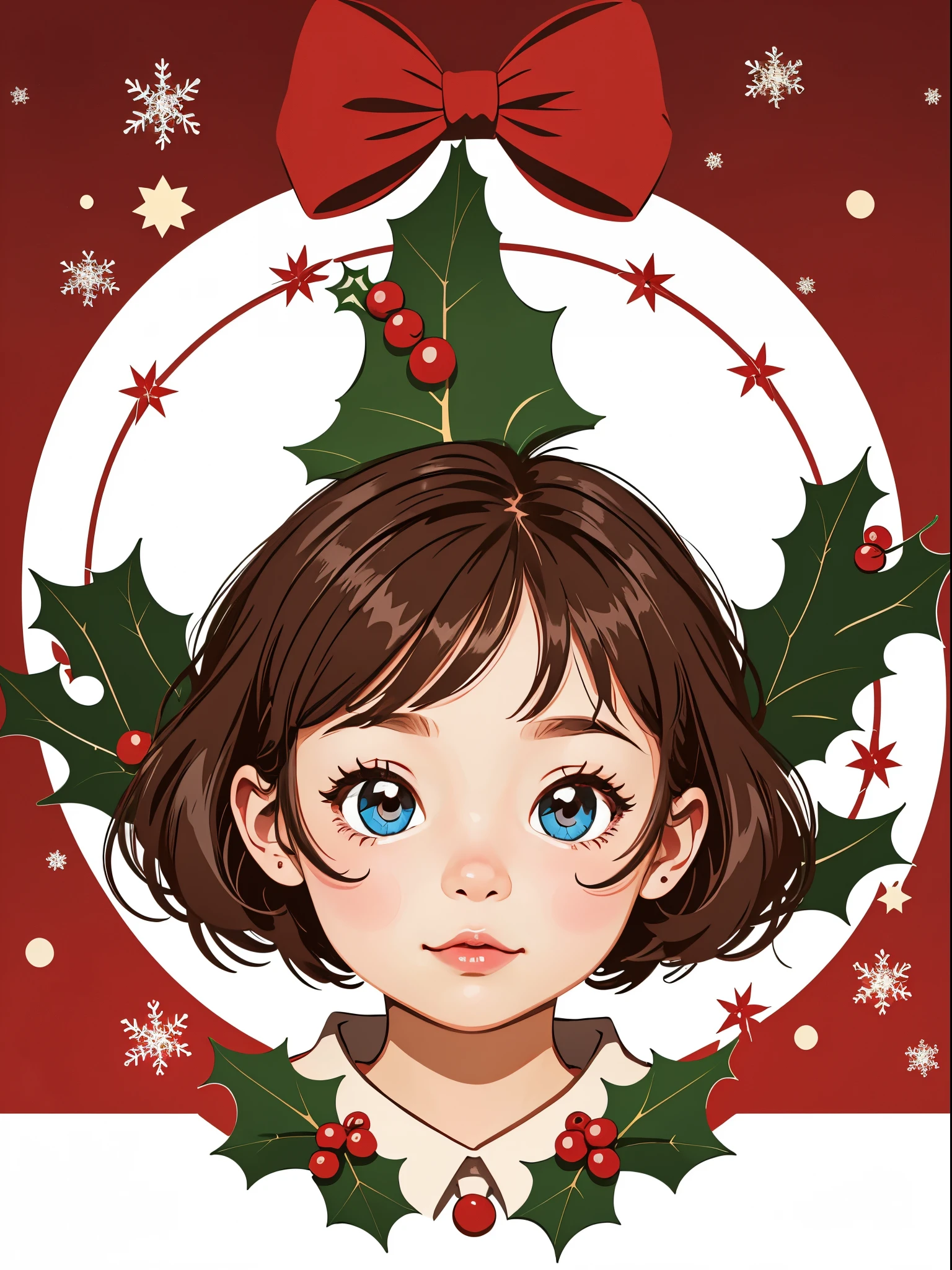 High quality design vector style image, Cute little girl s。Interesting，christmas，Vector Image.