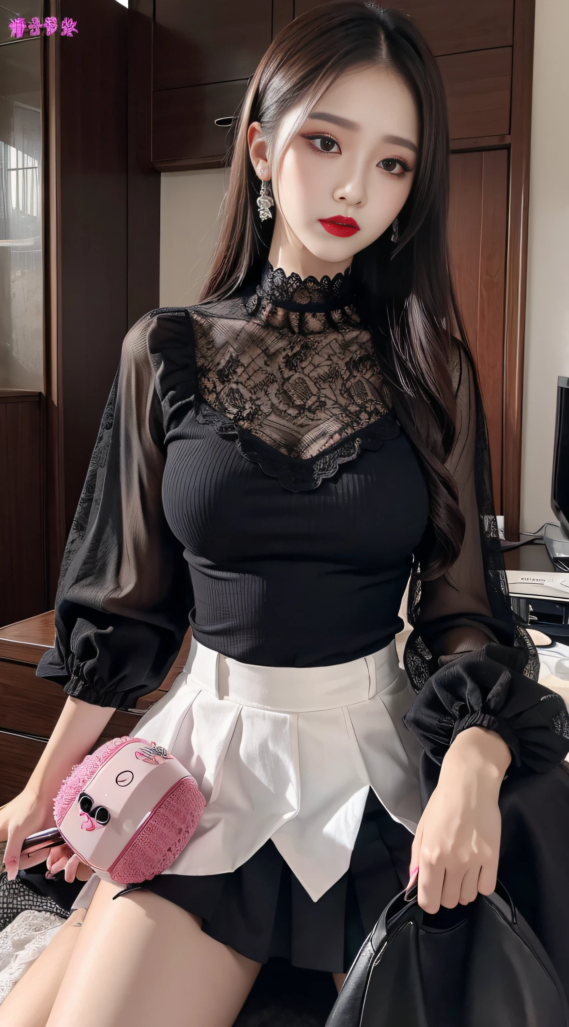 evil female monster、blouse、tight skirts、Evil Fall、dark、brainwash、Brainwashing device、panthyhose、lacy fabric、beauty legs、a choker、Brainwashing makeup、wining、lipsticks